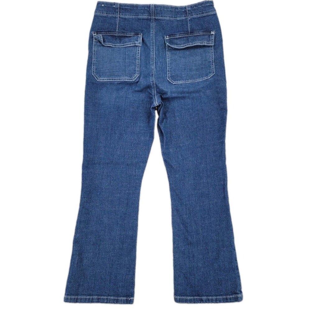 LOFT Womens Sailor Button Jeans Size 29/8 Blue Medium Wash Flare Crop Ankle - Picture 3 of 8